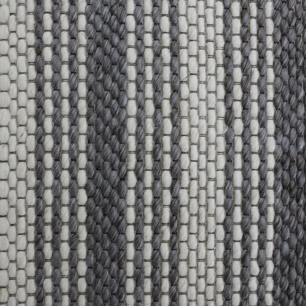 5' x 8' Gray and Ivory Striped Hand Woven Non Skid Area Rug