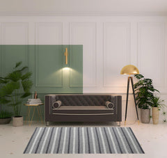 5' x 8' Gray and Ivory Striped Hand Woven Non Skid Area Rug