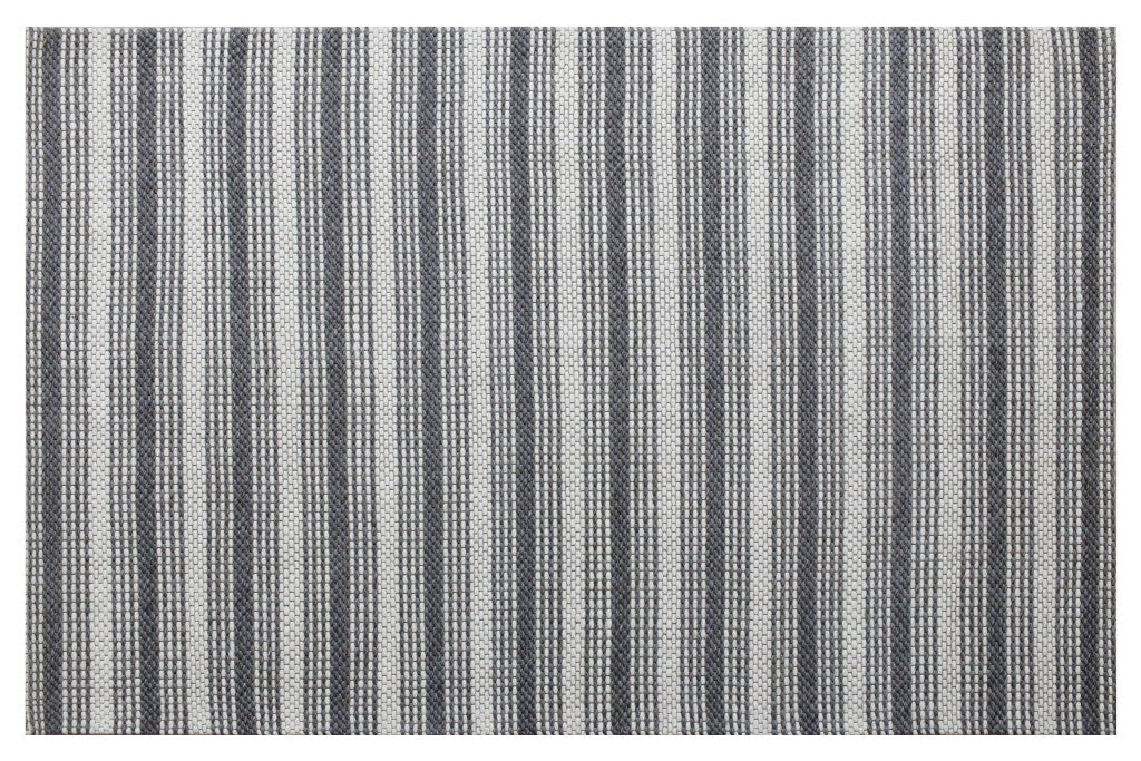 5' x 8' Gray and Ivory Striped Hand Woven Non Skid Area Rug