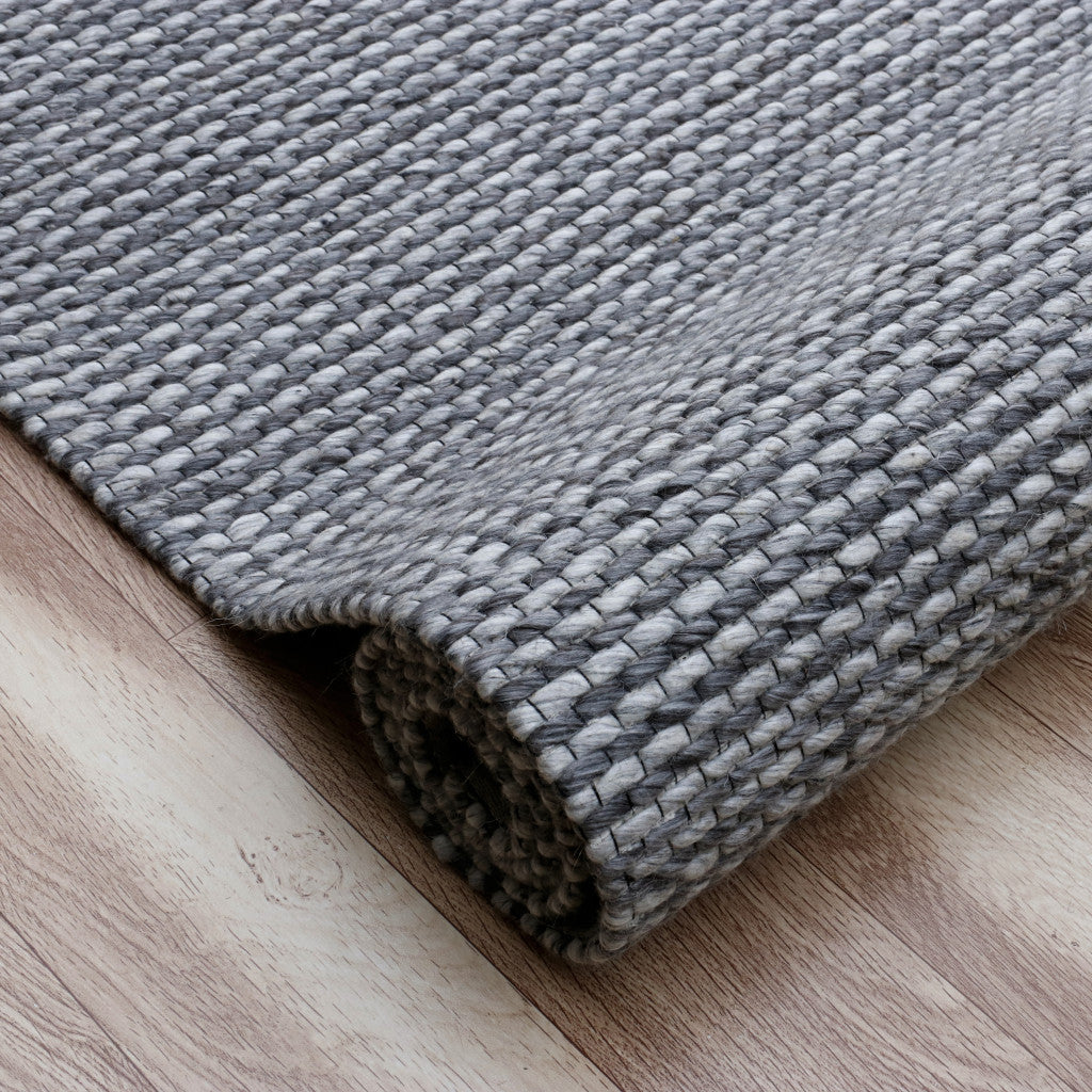 5' x 8' Gray Wool Striped Hand Woven Area Rug