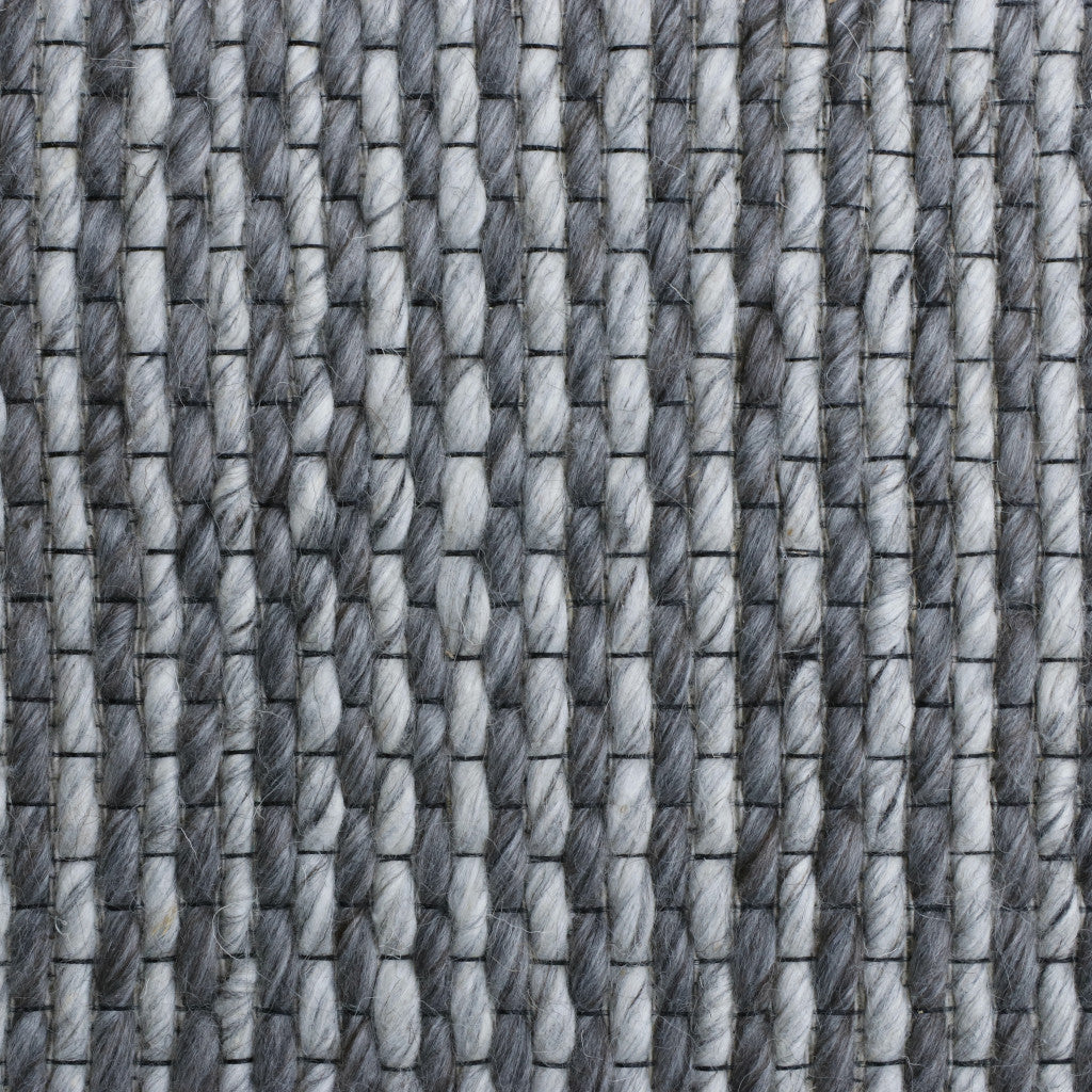 5' x 8' Gray Wool Striped Hand Woven Area Rug
