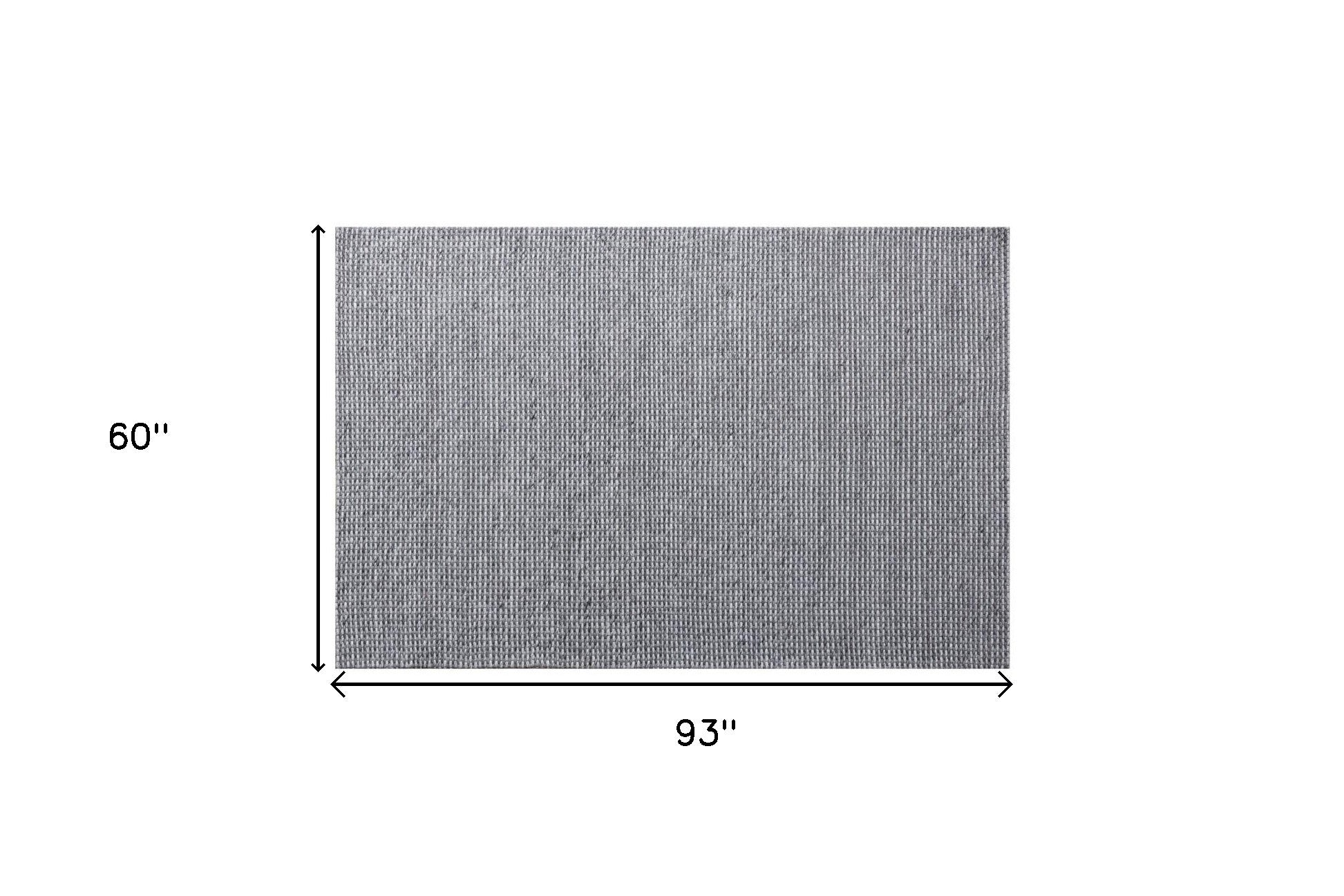 5' x 8' Gray Wool Striped Hand Woven Area Rug