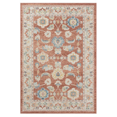 4' x 6' Red and Ivory Oriental Power Loom Area Rug