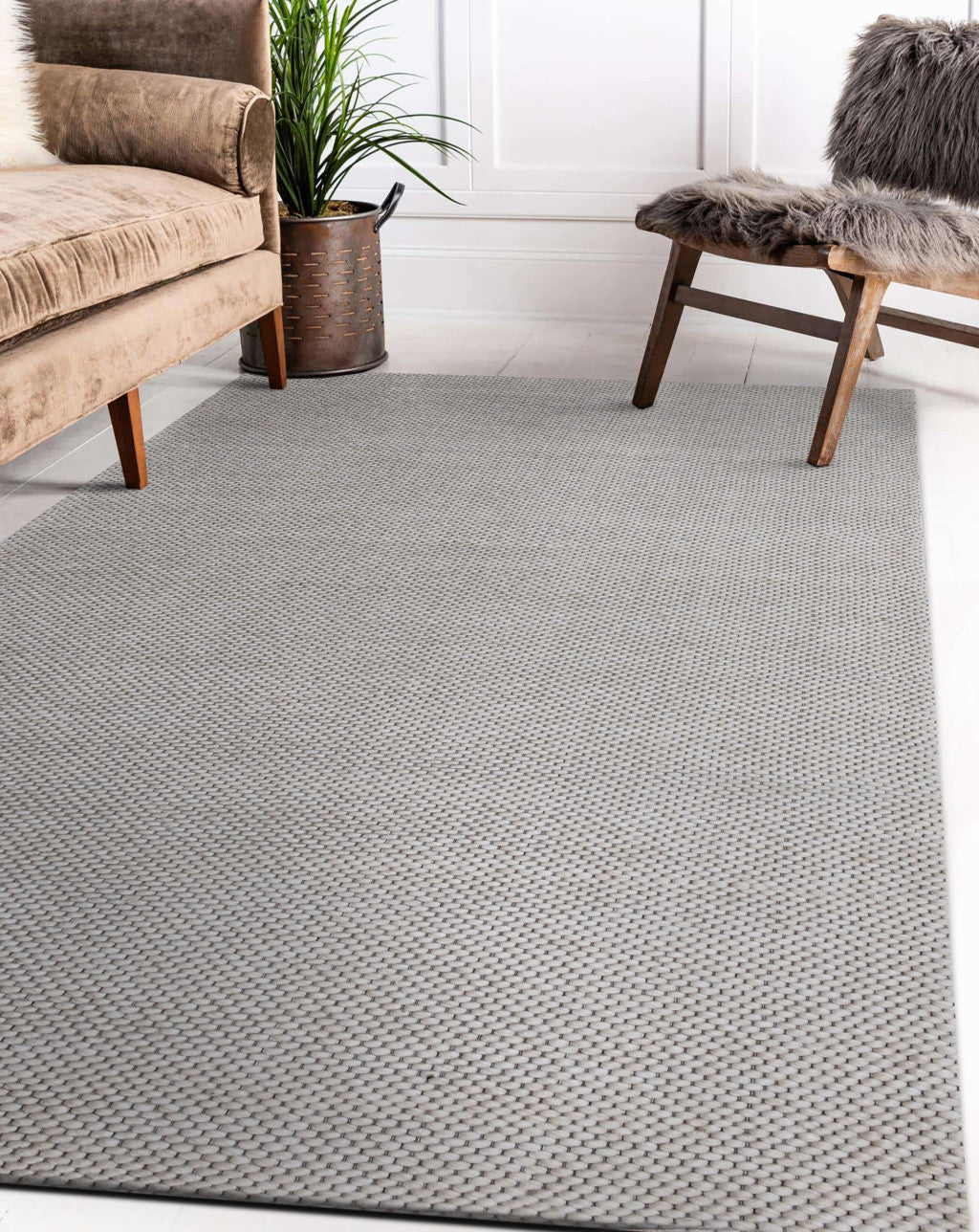 8' x 10' Beige Hand Woven Non Skid Area Rug