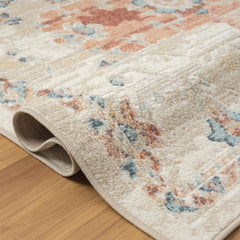 4' x 6' Ivory and Red Medallion Power Loom Area Rug