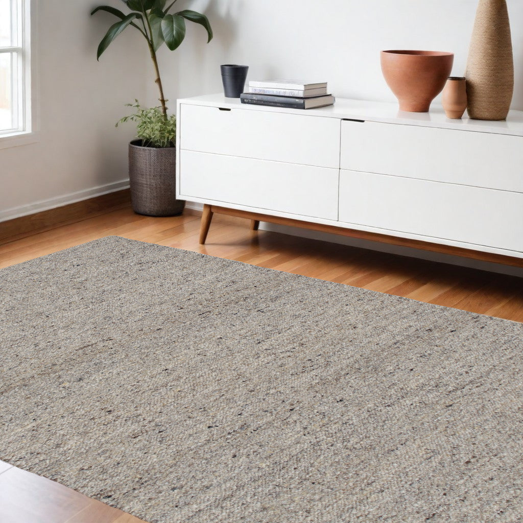 9' x 12' Beige and Gray Hand Woven Area Rug