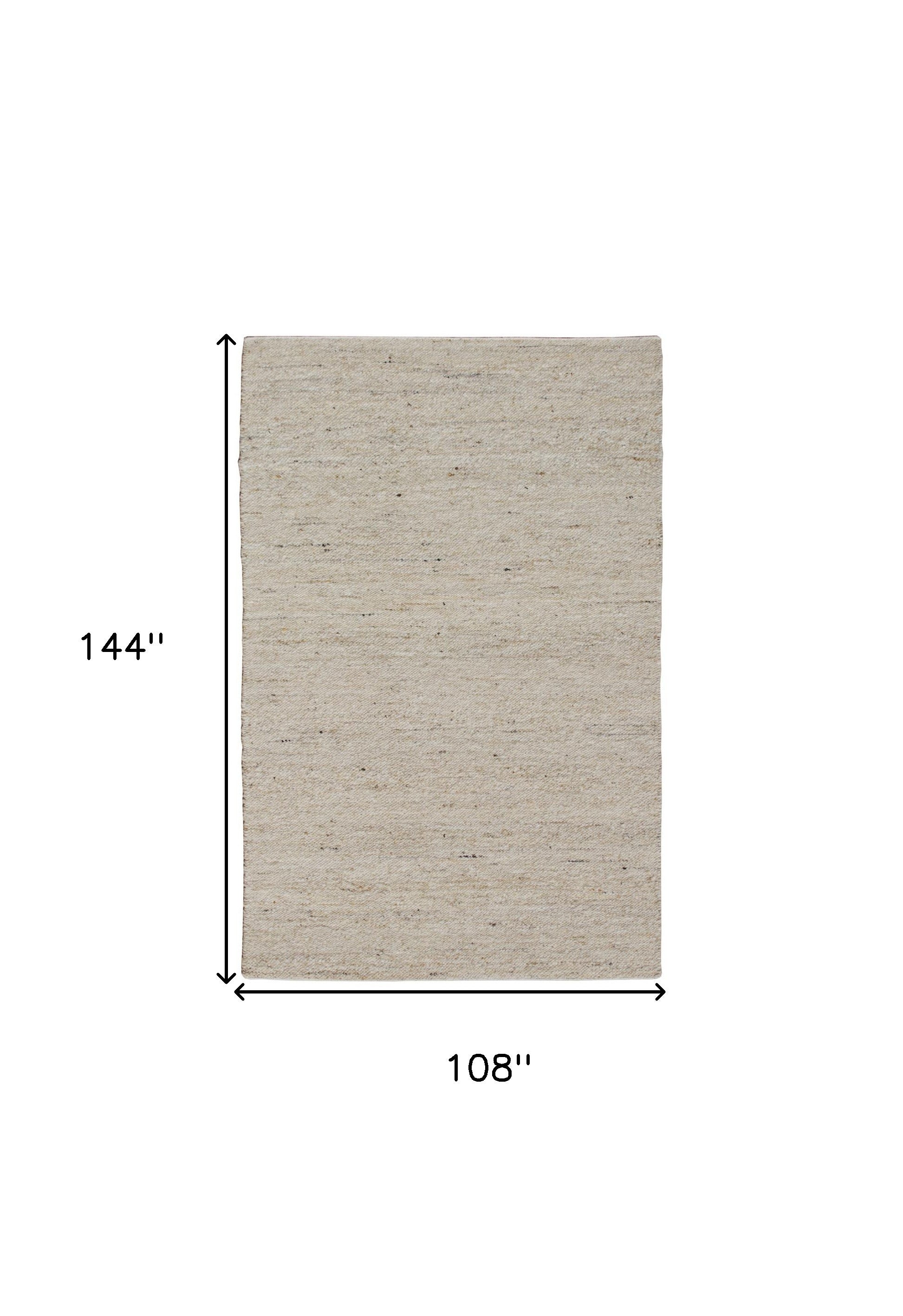 9' x 12' Beige and White Hand Woven Area Rug
