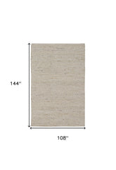 9' x 12' Beige and White Hand Woven Area Rug