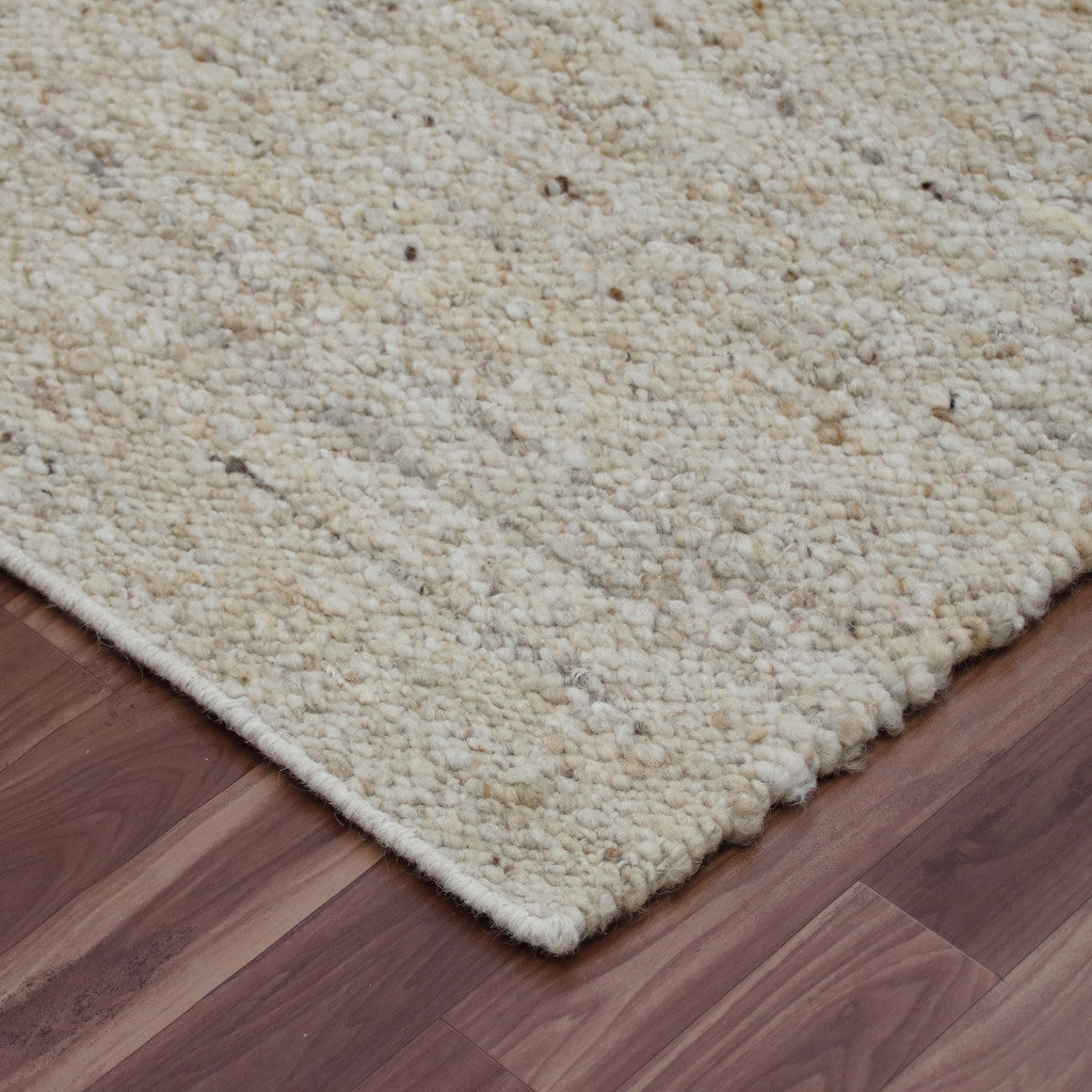 9' x 12' Beige and White Hand Woven Area Rug