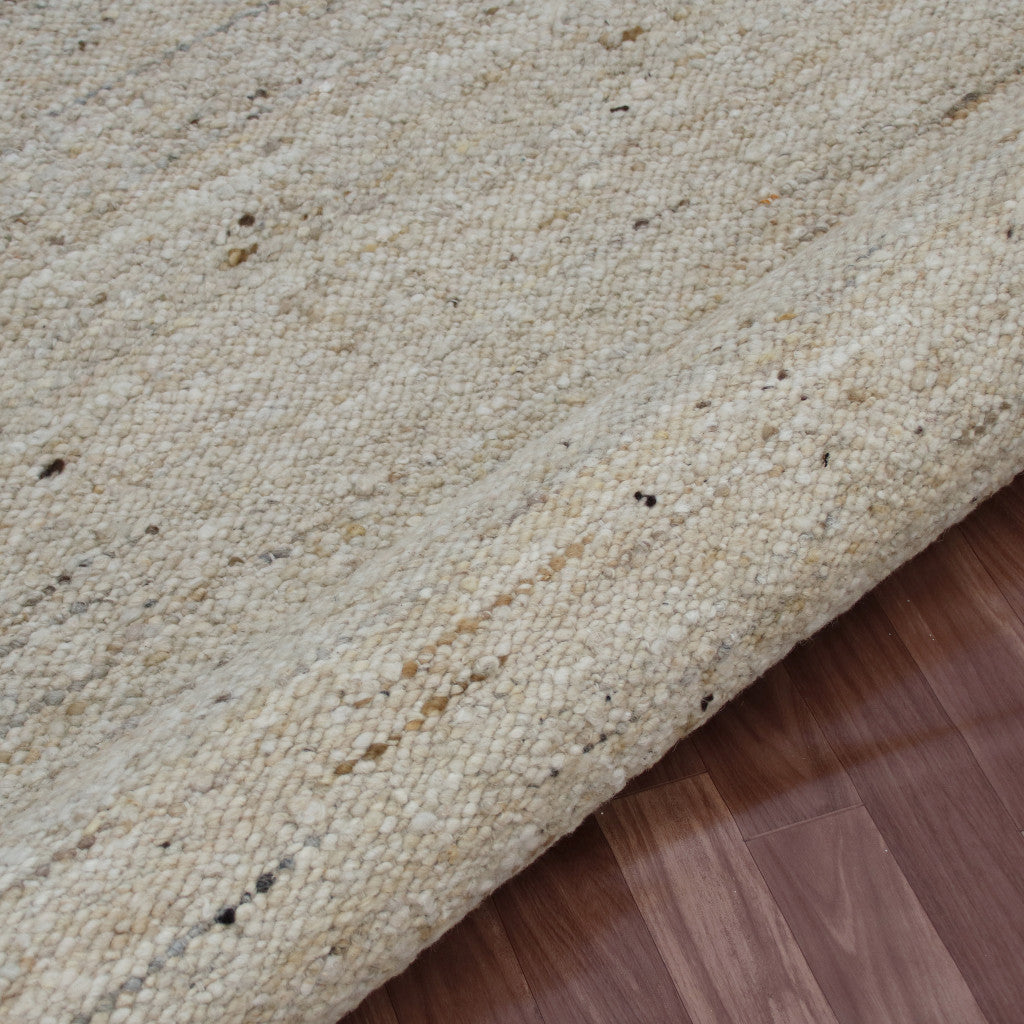 9' x 12' Beige and White Hand Woven Area Rug