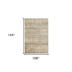 9' x 12' Brown and Ivory Striped Hand Woven Non Skid Area Rug
