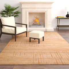 9' x 12' Brown and Ivory Striped Hand Woven Non Skid Area Rug