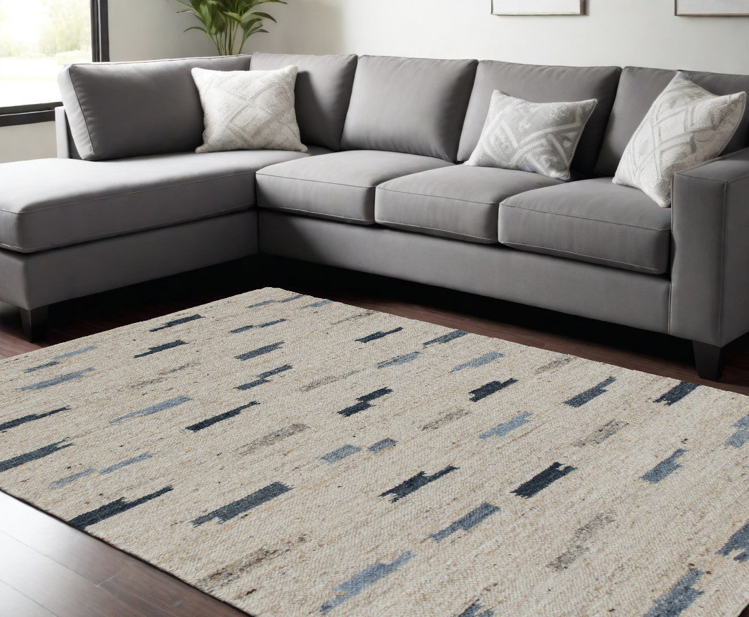 8' x 10' Blue and Gray Abstract Hand Woven Area Rug