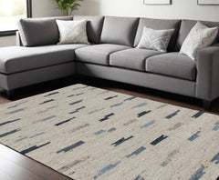 8' x 10' Blue and Gray Abstract Hand Woven Area Rug