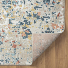 4' x 6' Ivory Blue and Gray Abstract Power Loom Area Rug
