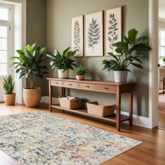 4' x 6' Ivory Blue and Gray Abstract Power Loom Area Rug