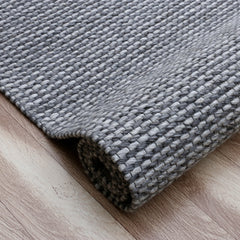 8' x 10' Gray and Silver Striped Hand Woven Non Skid Area Rug