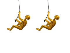 Set of Two 6" Gold Resin Unique Climbing Men Wall Decor