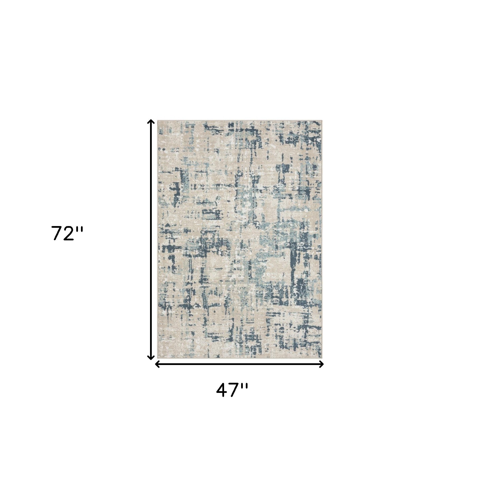 4' x 6' Blue and Gray Abstract Power Loom Area Rug
