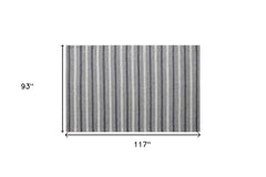 8' x 10' Gray and Ivory Striped Hand Woven Non Skid Area Rug