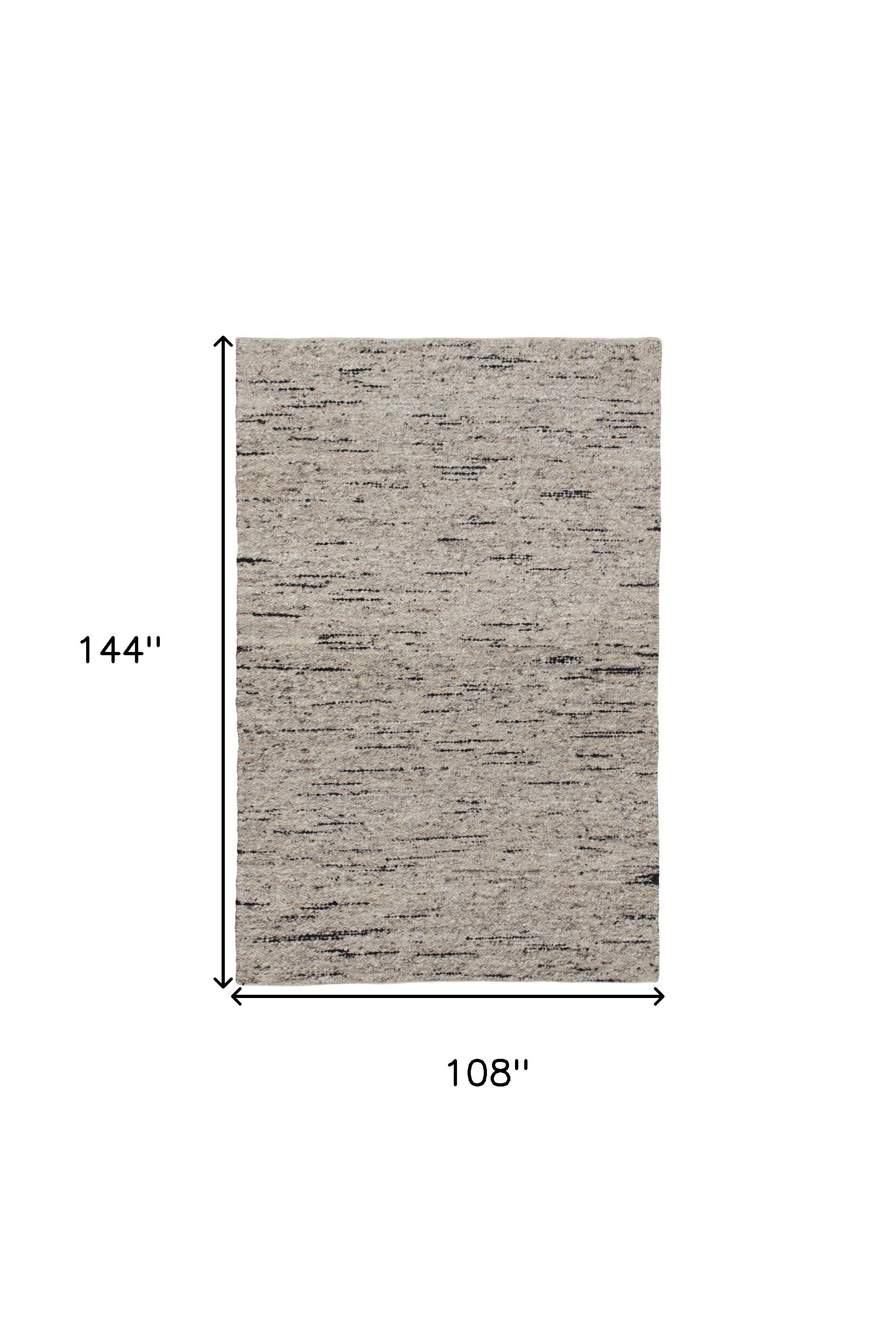 9' x 12' Beige and Black Abstract Hand Woven Area Rug