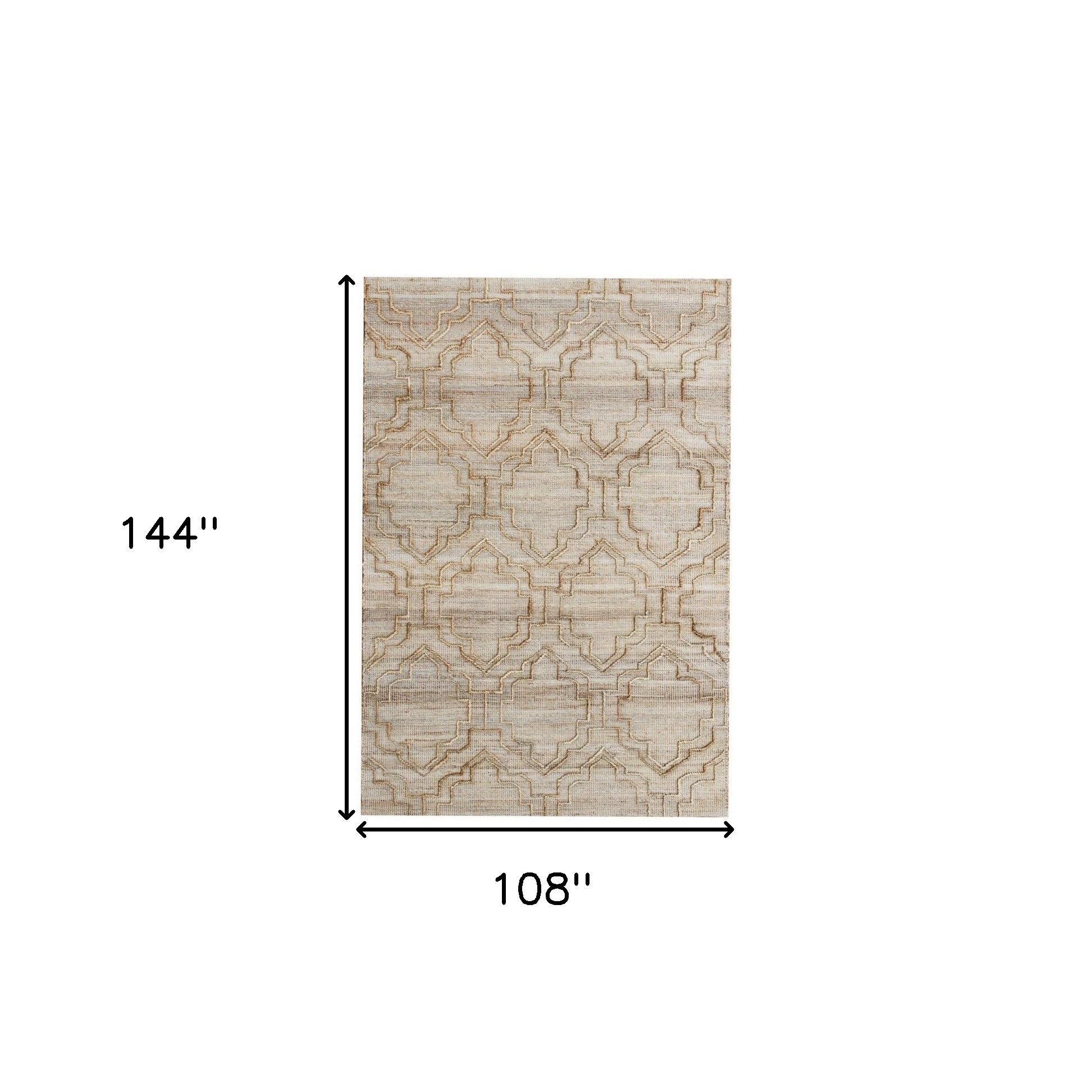 9' x 12' Brown and Ivory Trellis Hand Woven Non Skid Area Rug