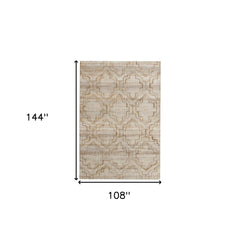 9' x 12' Brown and Ivory Trellis Hand Woven Non Skid Area Rug