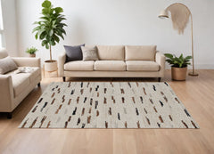 9' x 12' Brown and Black Abstract Hand Woven Area Rug