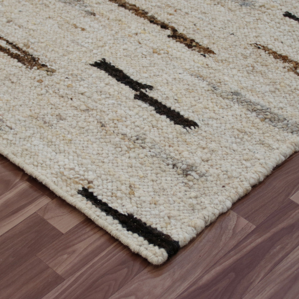 9' x 12' Brown and Black Abstract Hand Woven Area Rug