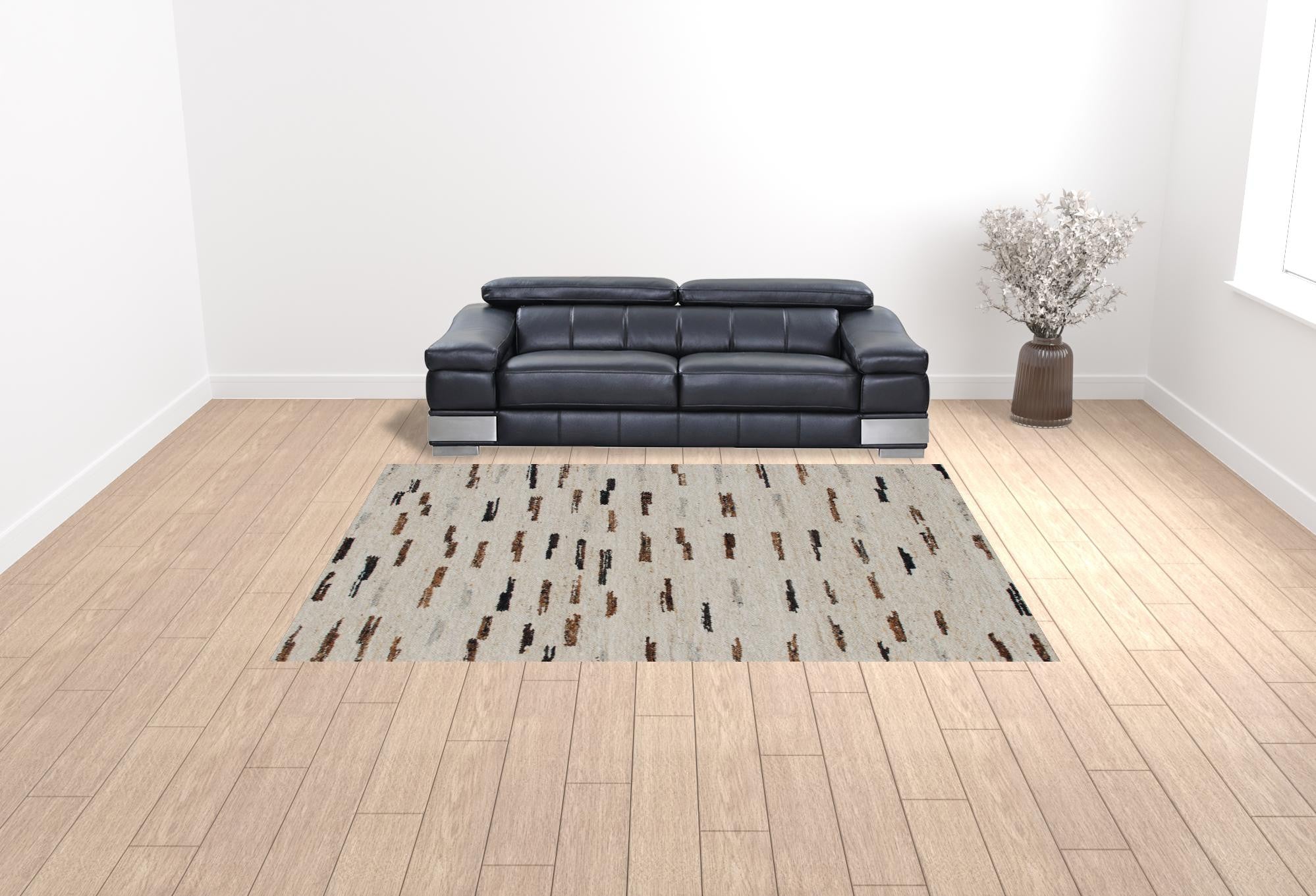 9' x 12' Brown and Black Abstract Hand Woven Area Rug
