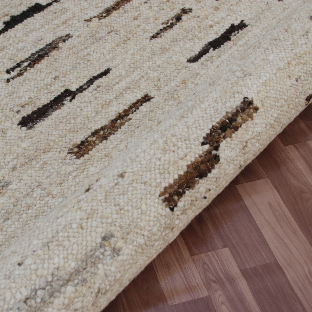 9' x 12' Brown and Black Abstract Hand Woven Area Rug