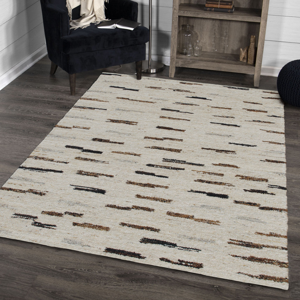 9' x 12' Brown and Black Abstract Hand Woven Area Rug