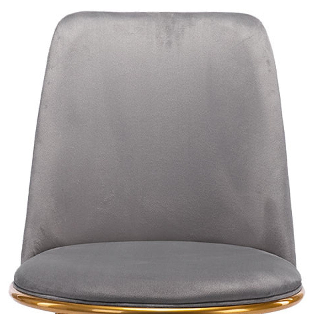 Gray And Gold Velvet and Metal Dining Side Chair