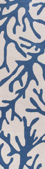 8' Ivory And Blue Runner Rug