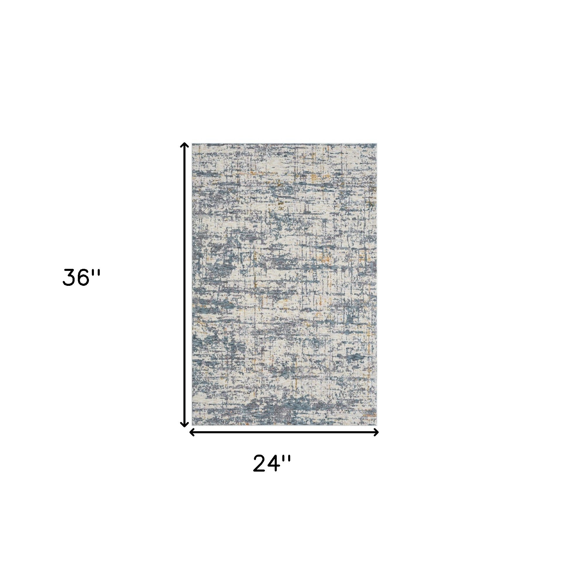 2' x 3' Blue and Ivory Abstract Area Rug