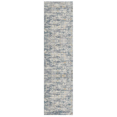 8' Runner Blue and Ivory Abstract Runner Rug