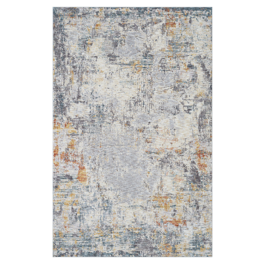9' x 12' Gray and Ivory Abstract Area Rug