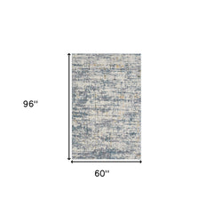 5' x 8' Blue and Ivory Abstract Area Rug