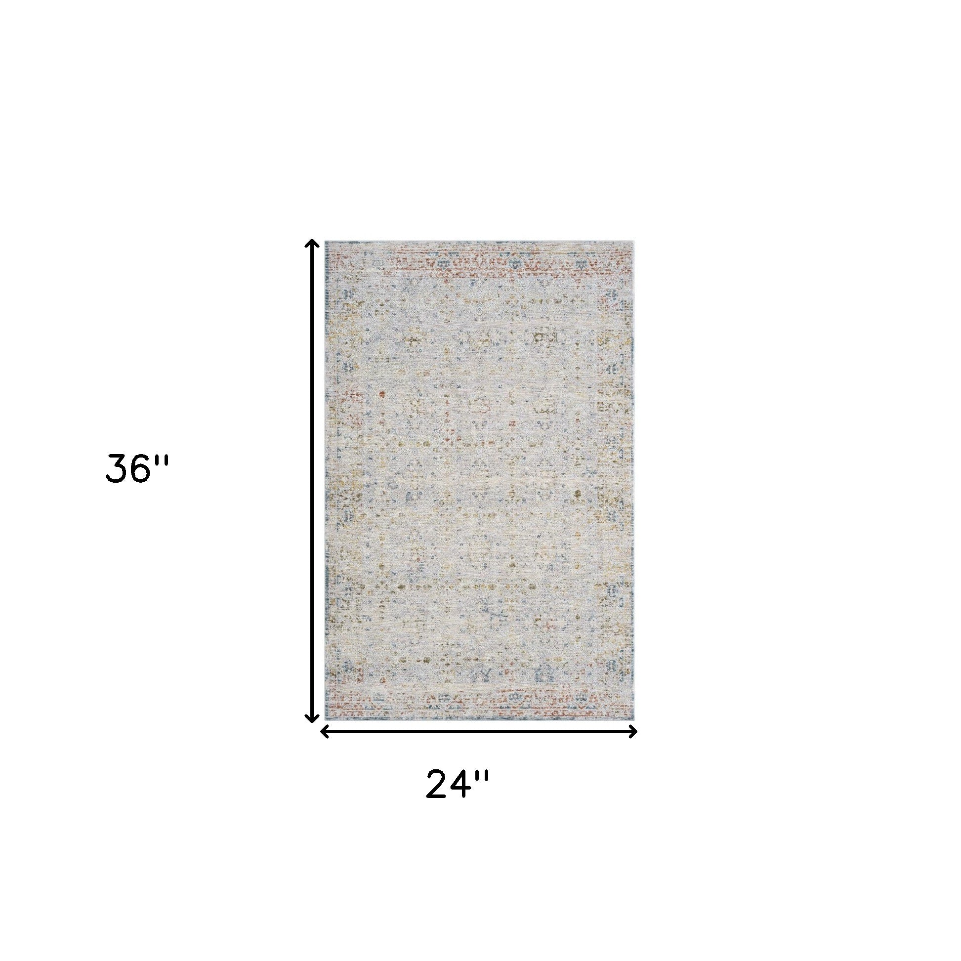 2' x 3' Ivory and Blue Floral Area Rug