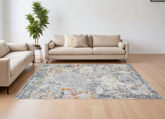 10' x 14' Gray and Ivory Abstract Area Rug