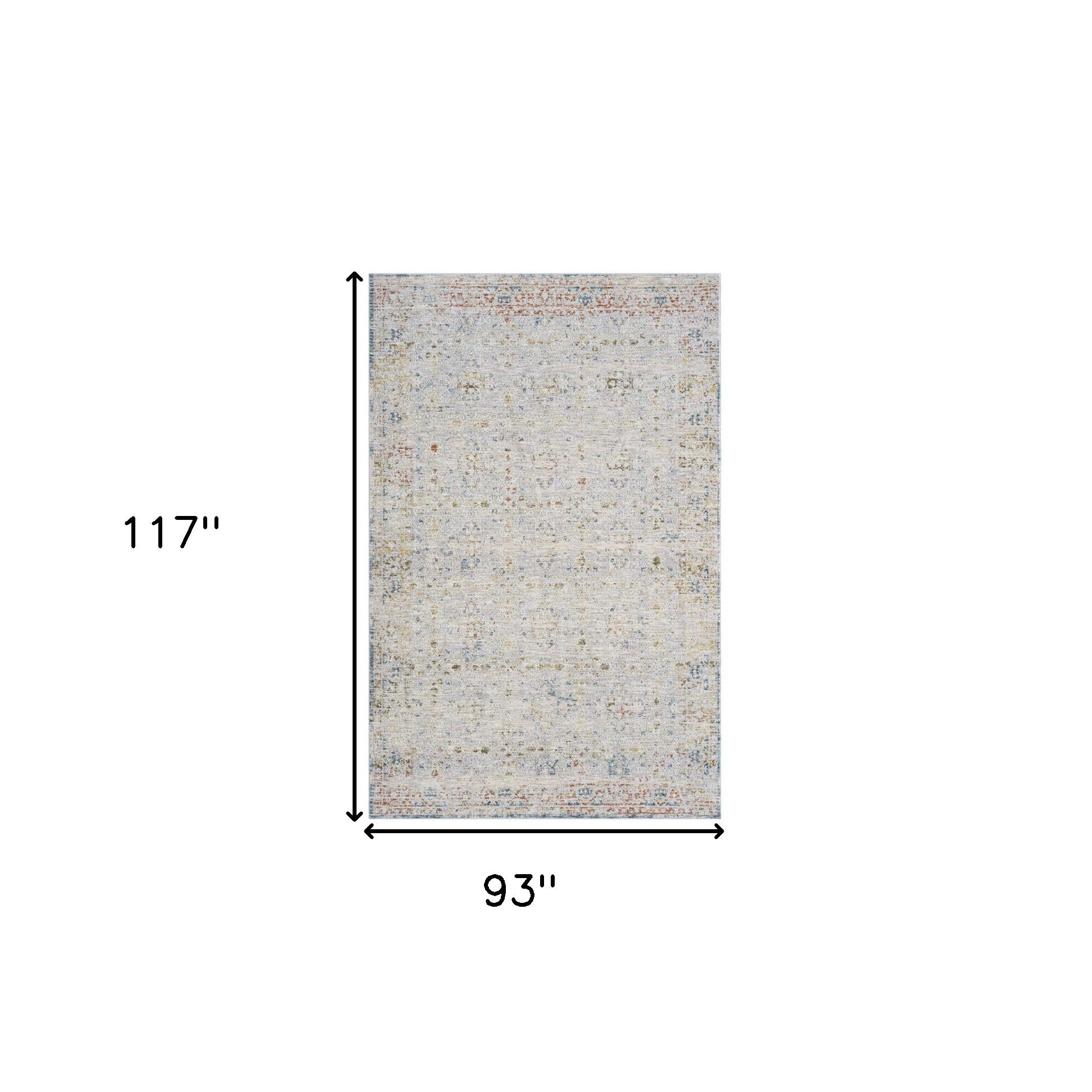 8' x 10' Ivory and Blue Floral Area Rug
