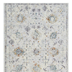 8' Runner Ivory and Blue Floral Runner Rug