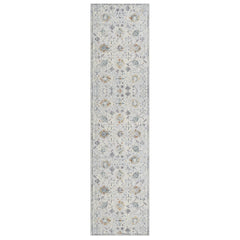 8' Runner Ivory and Blue Floral Runner Rug