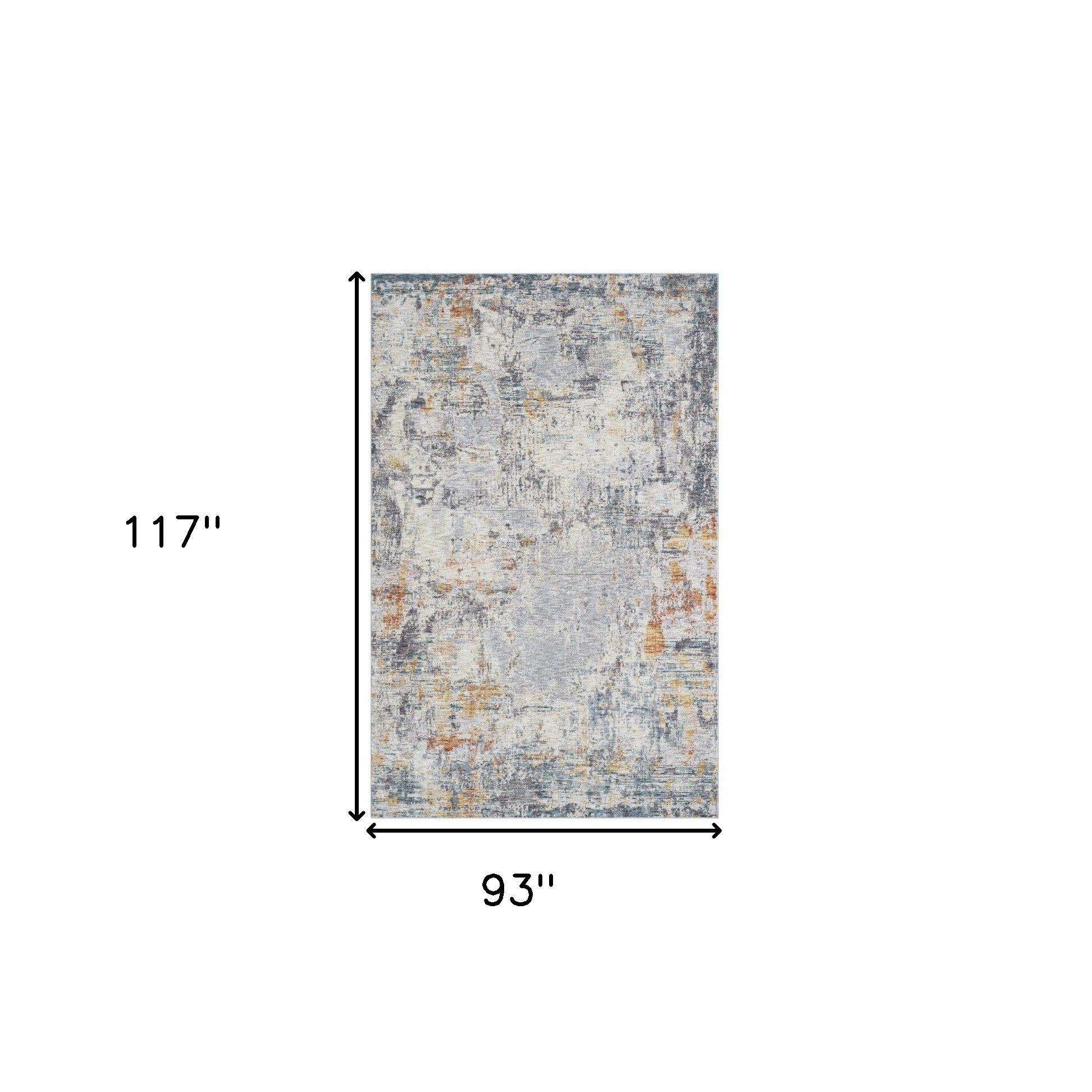 8' x 10' Gray and Ivory Abstract Area Rug
