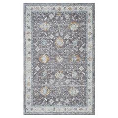 5' x 8' Gray and Ivory Floral Area Rug