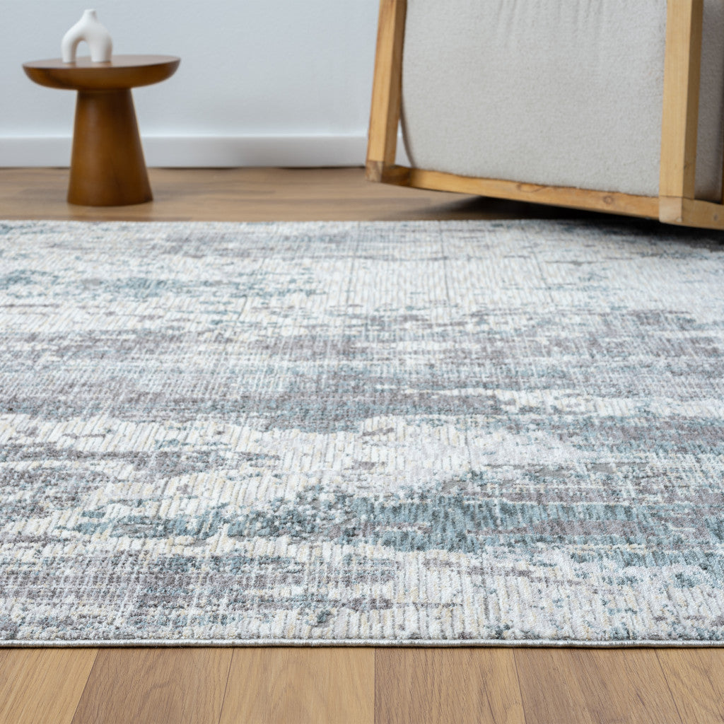 8' Runner Gray and Ivory Abstract Runner Rug