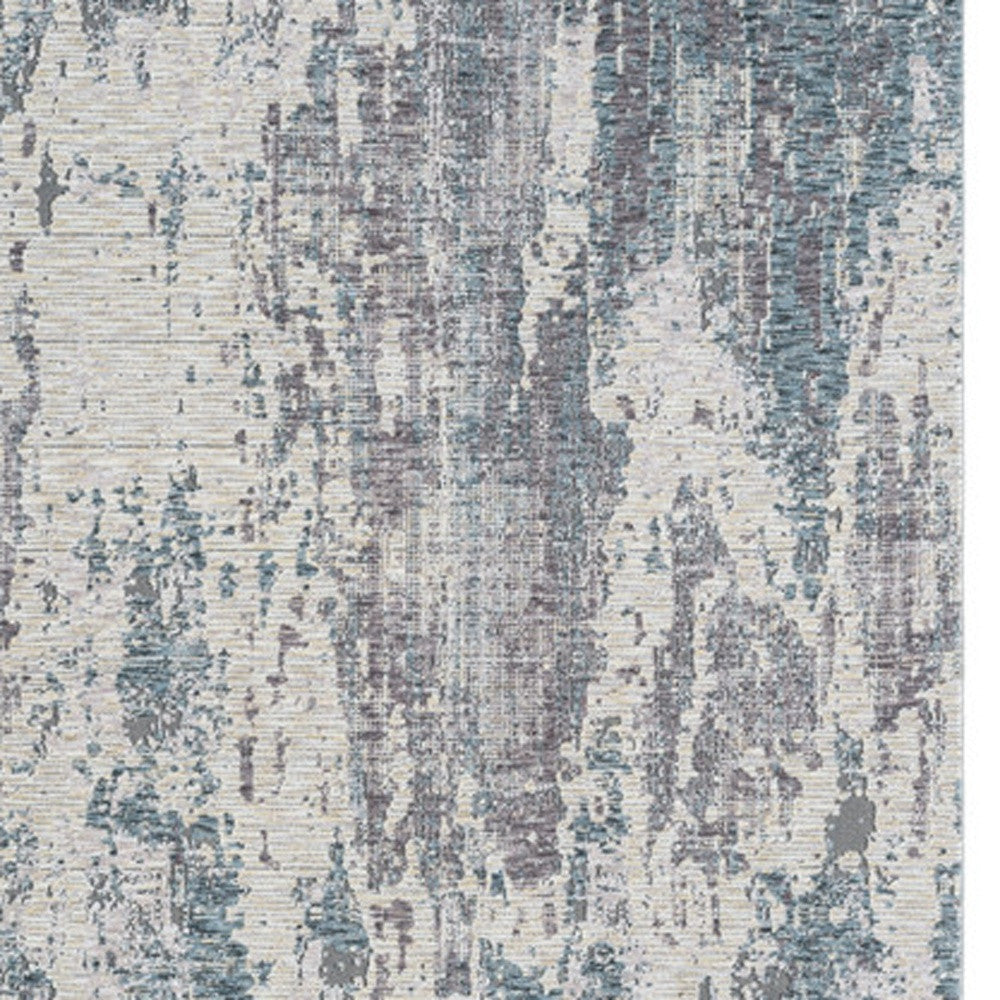 8' Runner Gray and Ivory Abstract Runner Rug