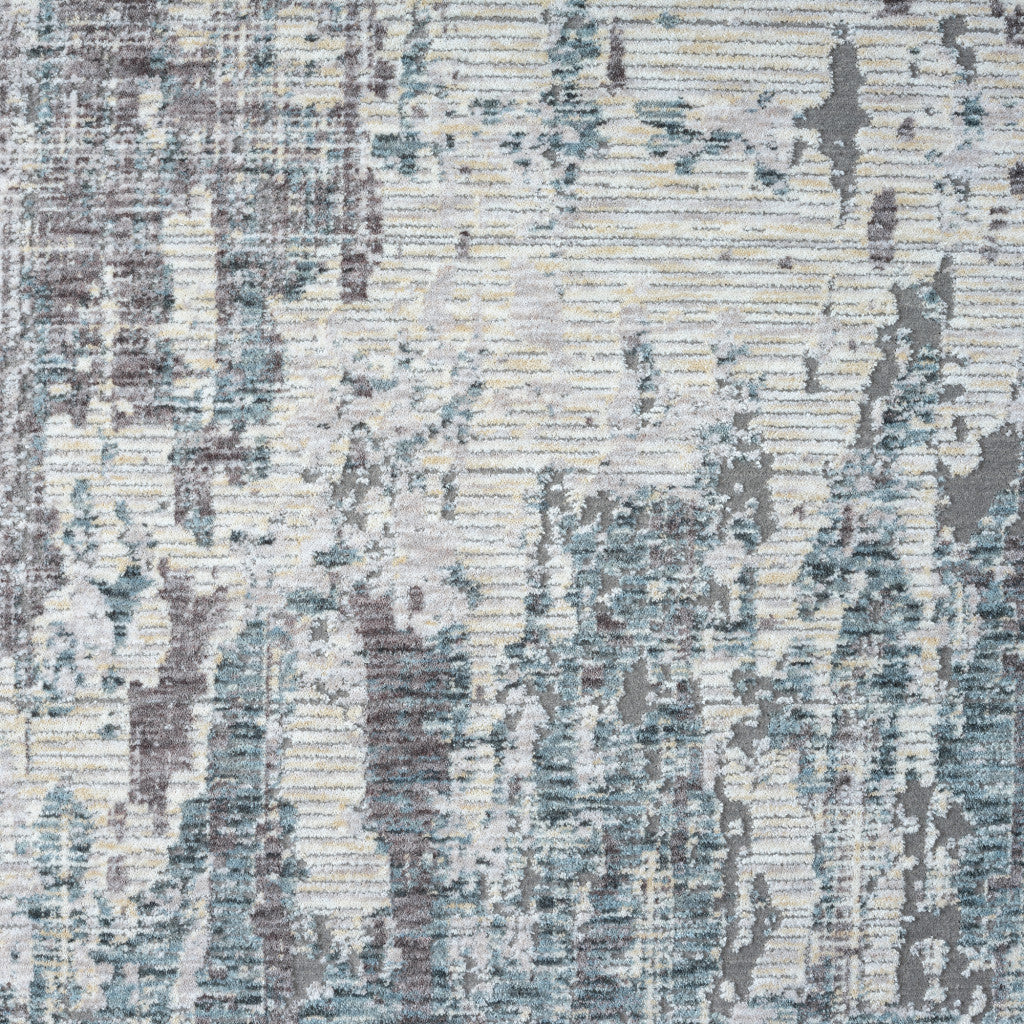 8' Runner Gray and Ivory Abstract Runner Rug