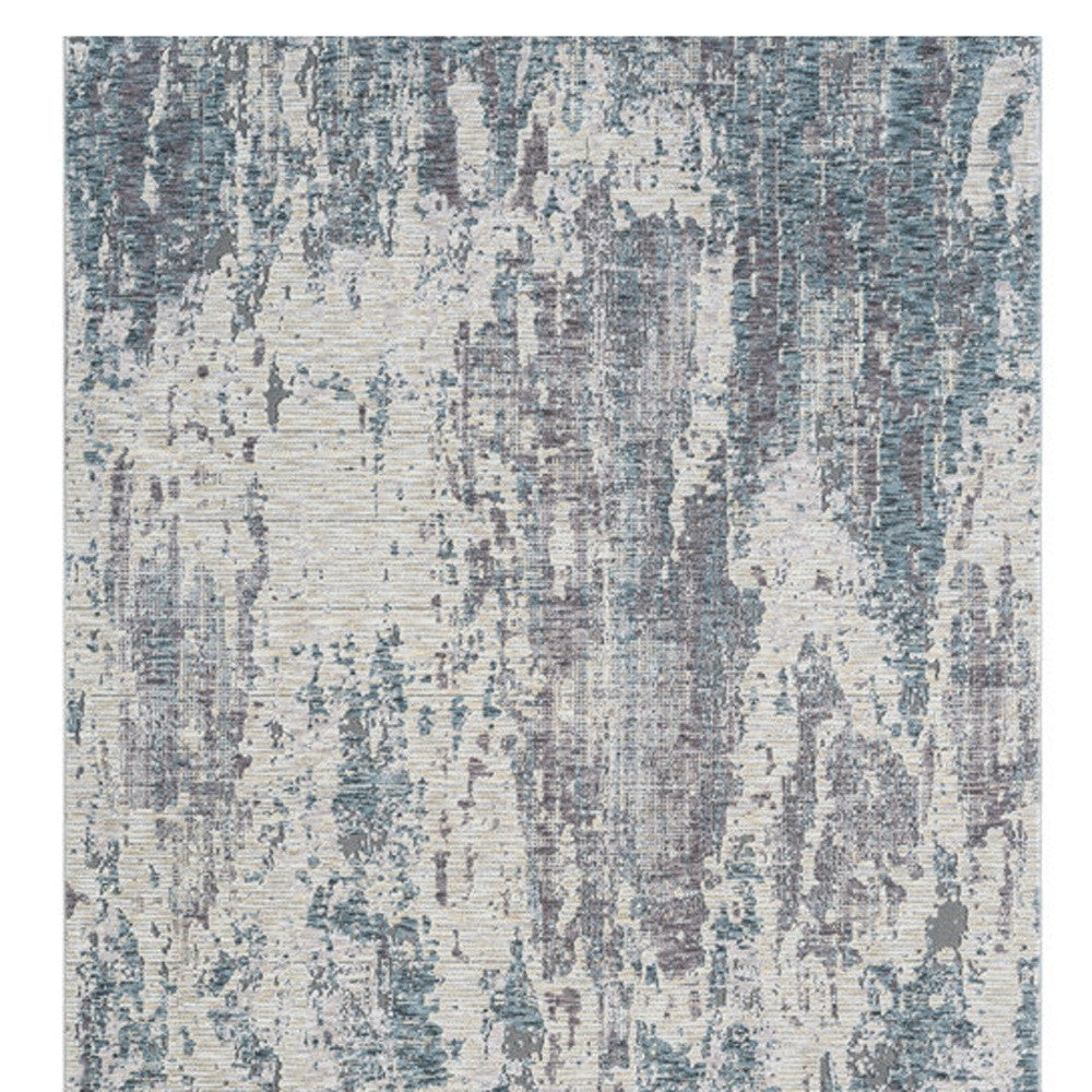8' Runner Gray and Ivory Abstract Runner Rug