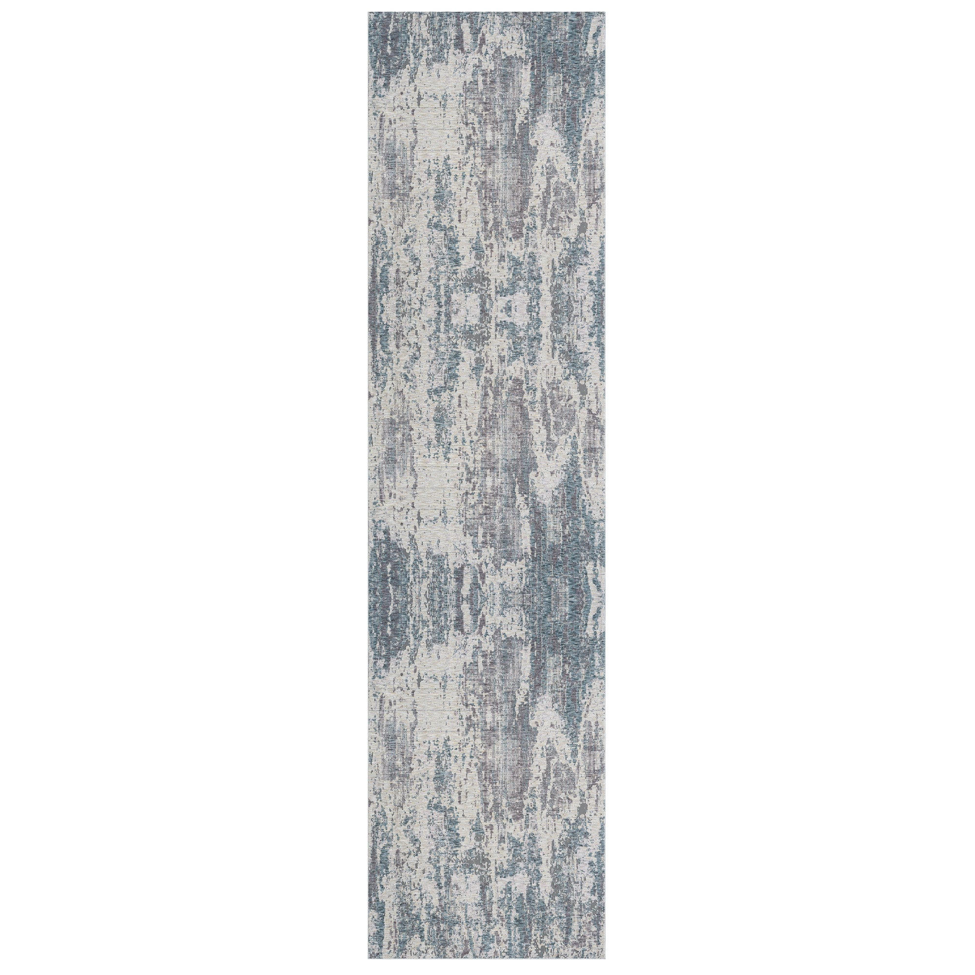 8' Runner Gray and Ivory Abstract Runner Rug